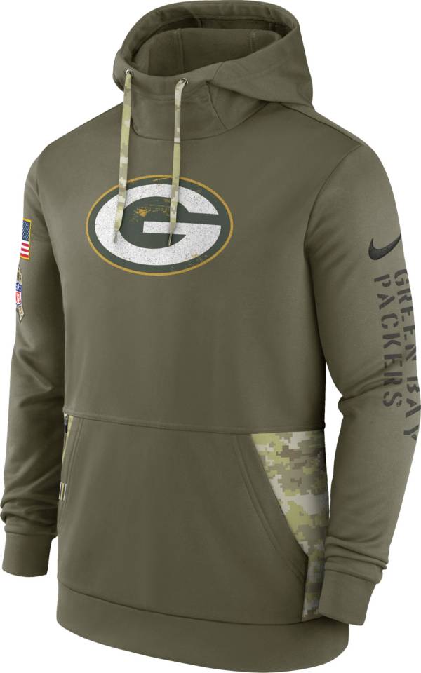 Men's Green Bay Salute to Service Olive Therma-FIT Hoodie Dick's Sporting Goods