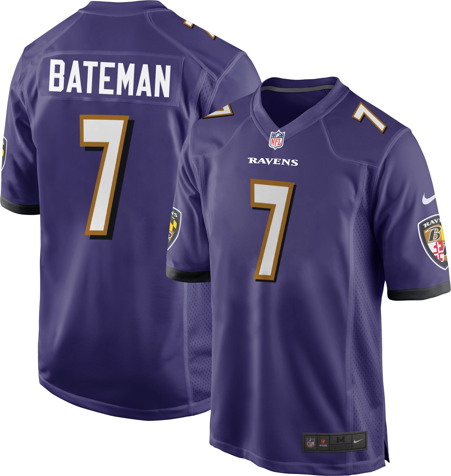 Nike Men's Baltimore Ravens Rashod Bateman #7 Purple Game Jersey product image