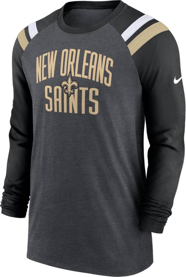 Nike Men's New Orleans Saints Athletic Charcoal Heather/Black Long Sleeve Raglan T-Shirt product image
