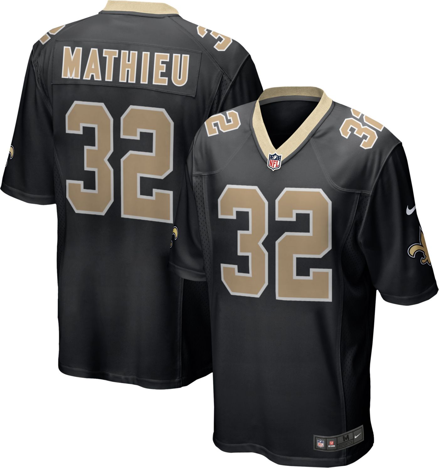 Nike Men s New Orleans Saints Tyrann Mathieu 32 Black Game Jersey Dick s Sporting Goods