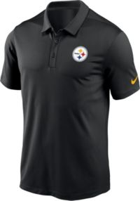 NFL Pittsburgh Steelers Mens Polo Shirt M MED Black Gold Button Short  Sleeve NEW