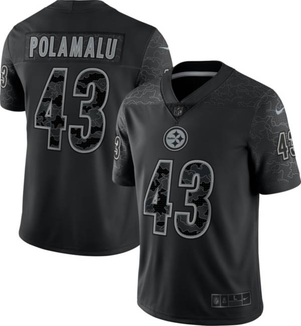 Nike Men's Pittsburgh Steelers Troy Polamalu #43 Reflective Black Limited Jersey product image