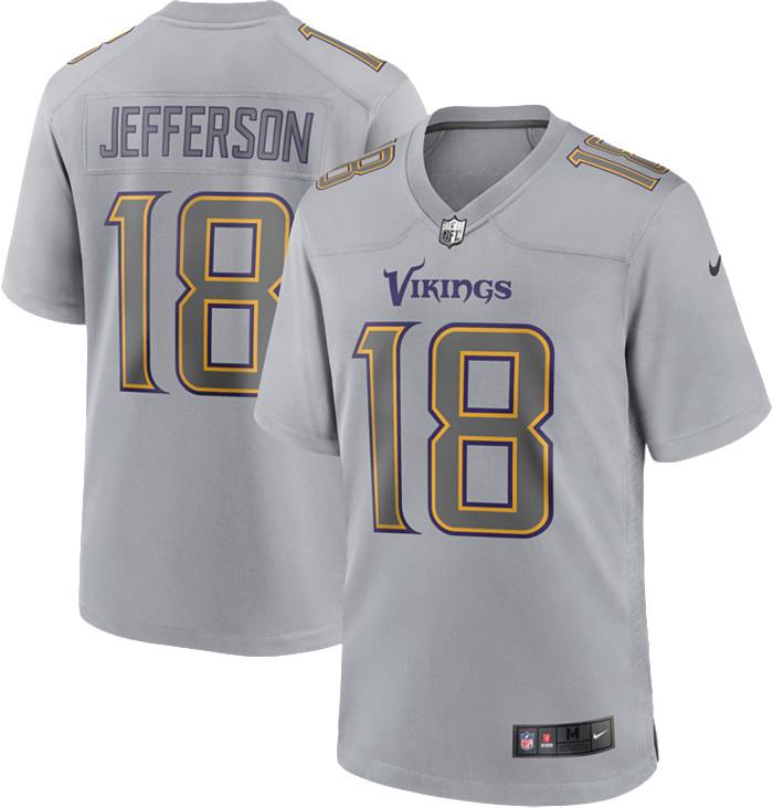 Nike Men's Minnesota Vikings Justin Jefferson #18 Atmosphere Grey Game  Jersey