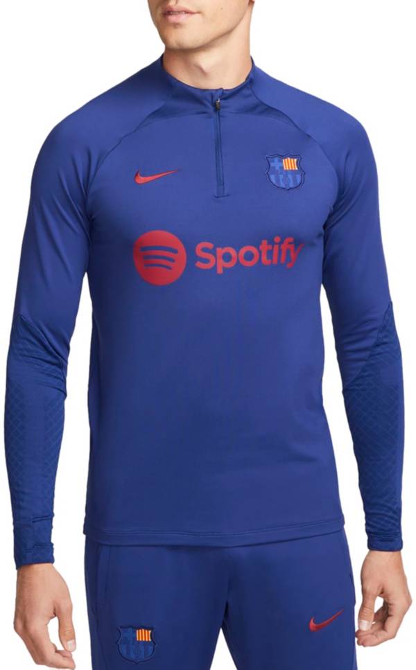 Nike FC Barcelona Quarter-Zip Blue Pullover Shirt | Dick's Sporting Goods