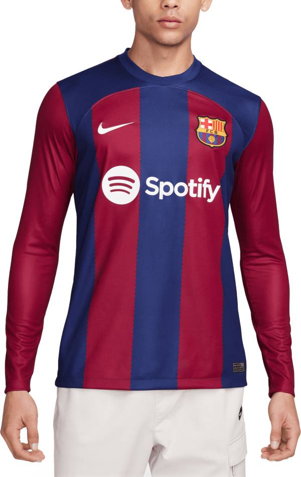 Nike 2023-24 Barcelona Men's Stadium Home Long Sleeve Jersey, L