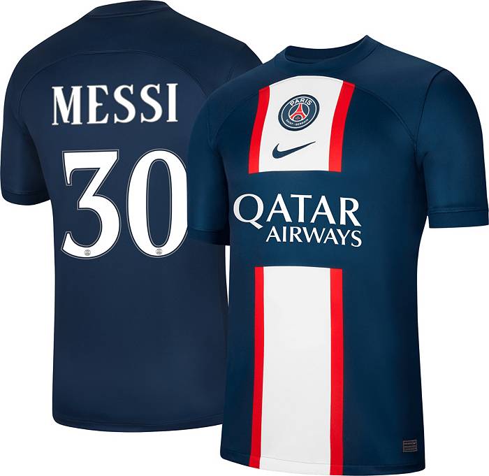 Nike Paris Saint-Germain 2022 Lionel Messi #30 Home Replica Jersey, Men's, Medium, Blue