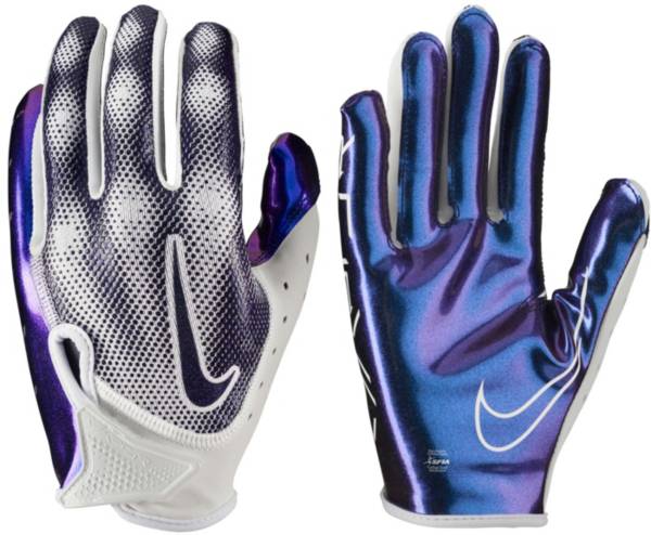 White and purple store football gloves