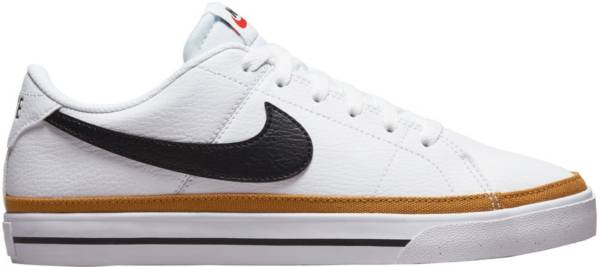 Nike Court Legacy Lift sneakers in white, black, hemp and team orange