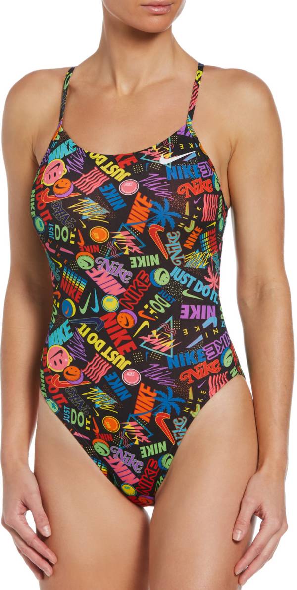 Nike Women's HydraStrong Lace Up Tie Back One Piece Swimsuit at