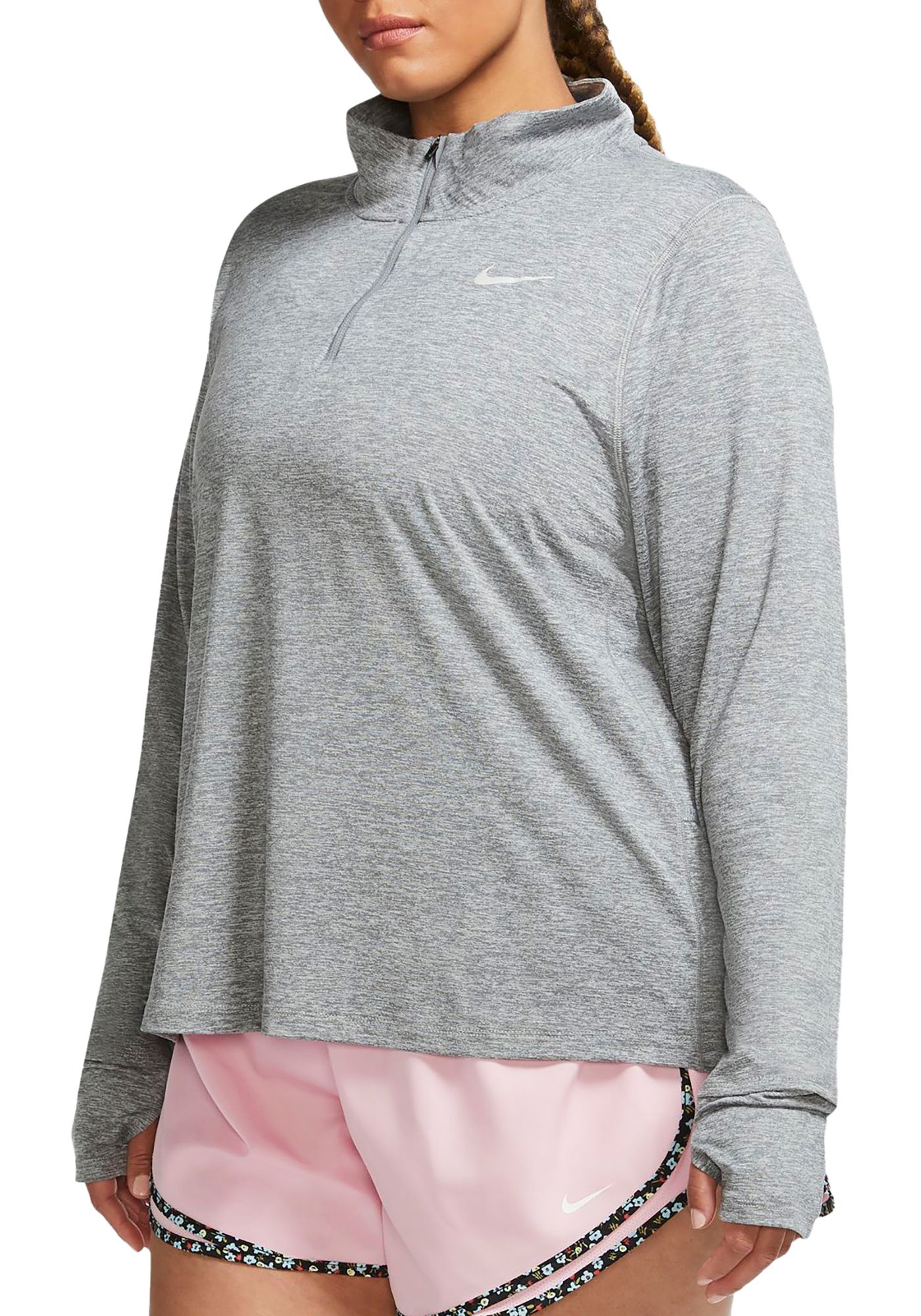 Women s Nike Plus Element 1 2 Zip Running Top in Grey Size 1x