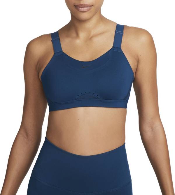 Nike Women's DF Alpha High-Support Padded Zip-Front Sports Bra-Olive/Black  - Hibbett