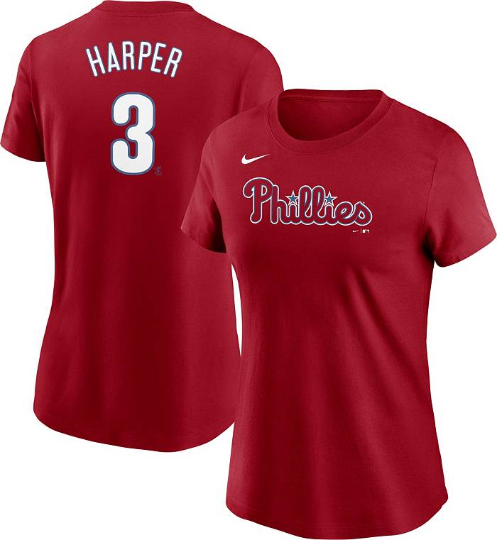 Women's Nike Bryce Harper Red Philadelphia Phillies Name & Number T-Shirt