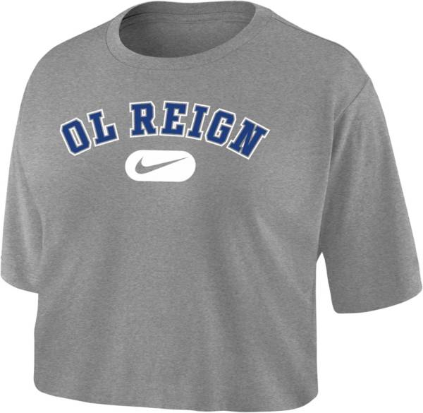 Nike Women's OL Reign Grey Dri-FIT Cotton Crop T-Shirt product image
