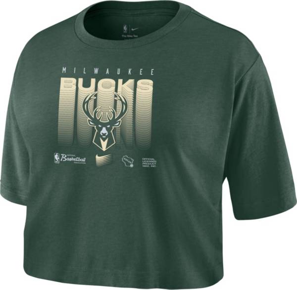Nike Women's Milwaukee Bucks Green Cropped Courtside T-Shirt product image