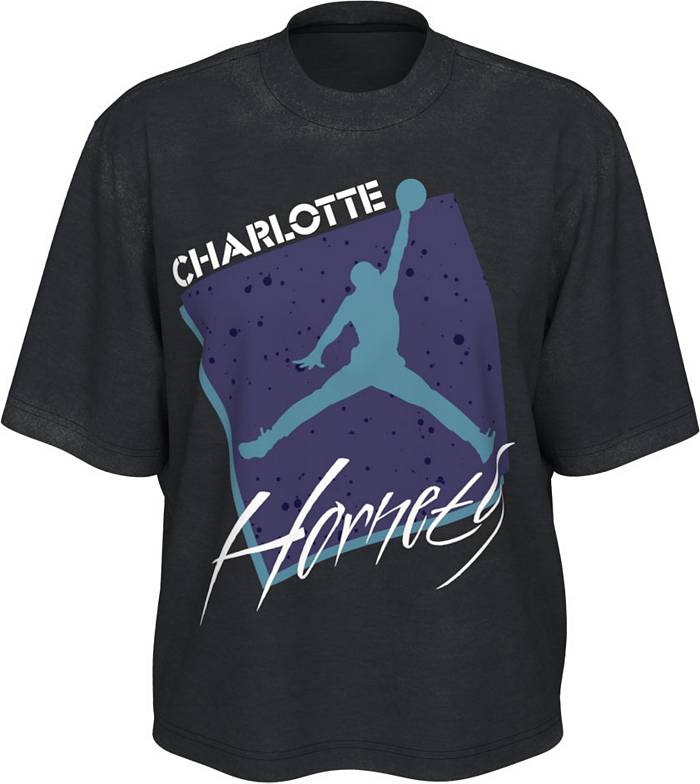 NBA Charlotte Hornets Basketball Jumpman Jordan Nike Tee Gray T