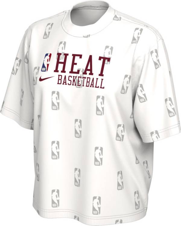 Nike Women's Miami Heat White Courtside Cotton T-Shirt, Large
