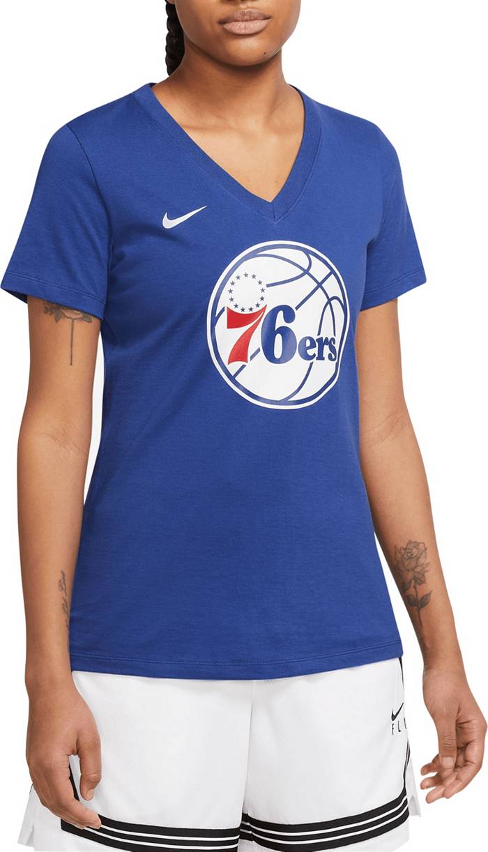 5th & Ocean Women's Philadelphia 76ers Royal Wordmark T-Shirt, Medium, Blue