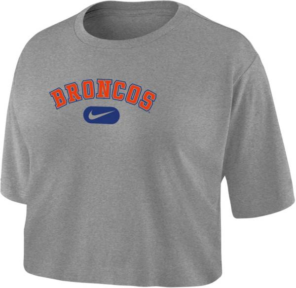 Nike Women's Boise State Broncos Grey Dri-FIT Cotton Crop T-Shirt product image