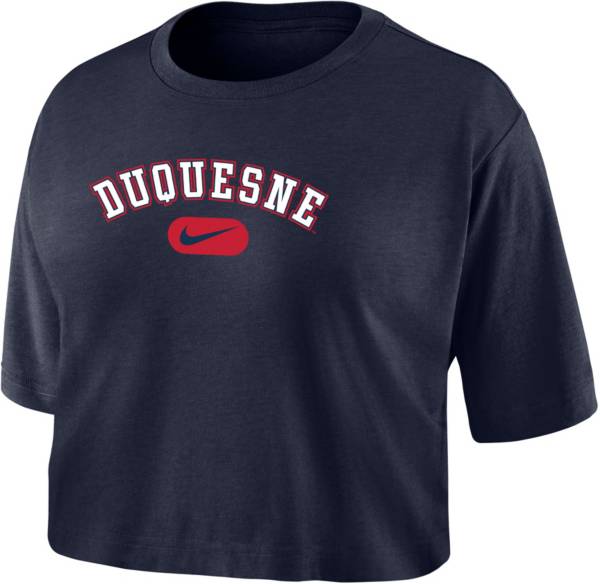 Nike Women's Duquesne Dukes Blue Dri-FIT Cotton Crop T-Shirt product image