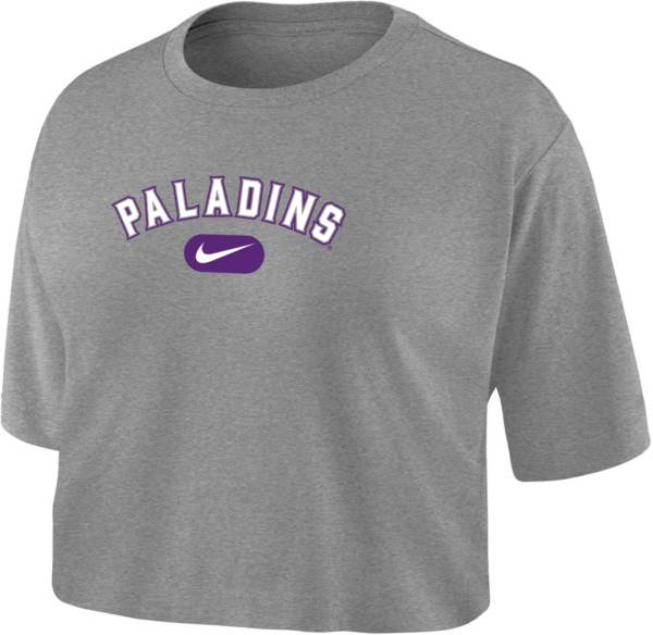 Nike Women's Furman Paladins Grey Dri-FIT Cotton Crop T-Shirt product image