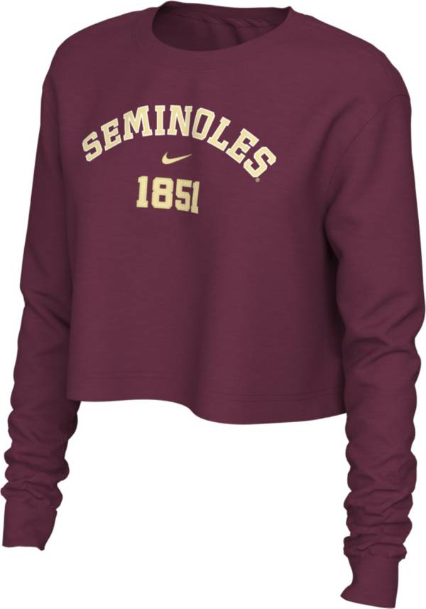 Nike Women's Florida State Seminoles Garnet Cotton Cropped Long Sleeve T-Shirt product image