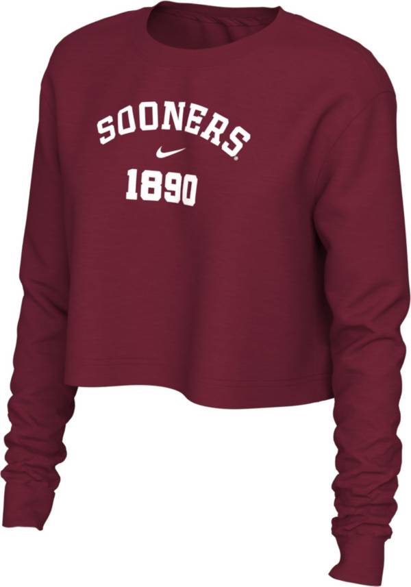 Nike Women's Oklahoma Sooners Crimson Cotton Cropped Long Sleeve T-Shirt product image