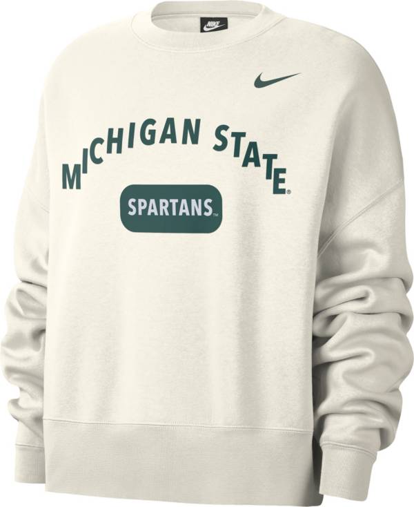 Nike Women's Michigan State Spartans Crew Neck White Sweatshirt Goods