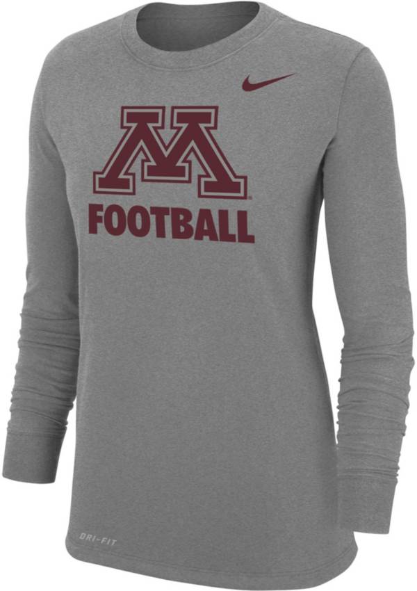Nike Women's Minnesota Golden Gophers Grey Football Dri-FIT Cotton Long Sleeve T-Shirt product image
