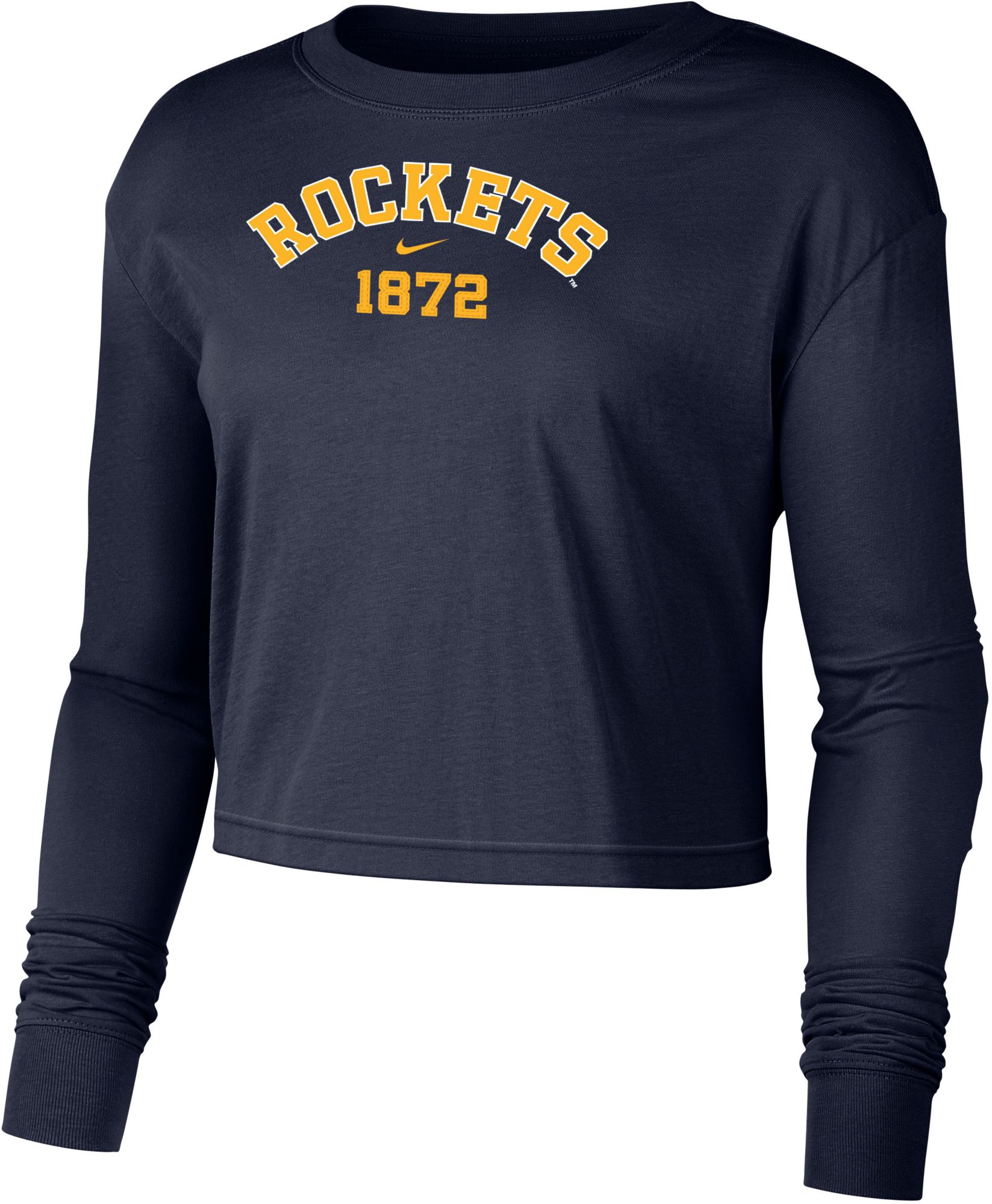 Nike Women's Toledo Rockets Midnight Blue Dri-FIT Cotton Long Sleeve Crop T-Shirt