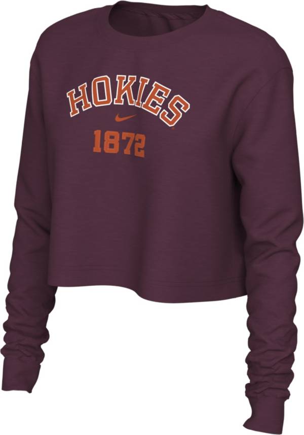 Nike Women's Virginia Tech Hokies Maroon Cotton Cropped Long Sleeve T-Shirt product image