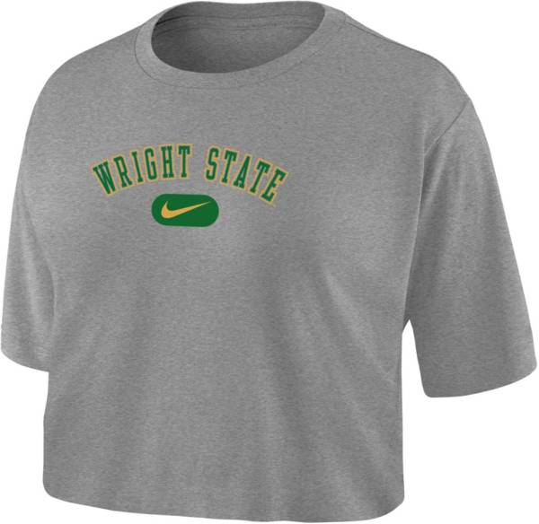 Nike Women's Wright State Raiders Grey Dri-FIT Cotton Crop T-Shirt product image
