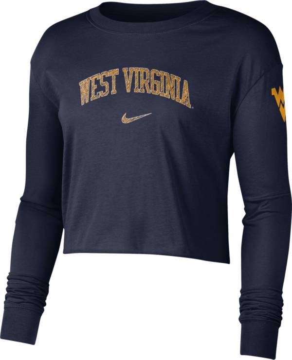 Nike Women's West Virginia Mountaineers Blue Cotton Long Sleeve Crop T-Shirt product image