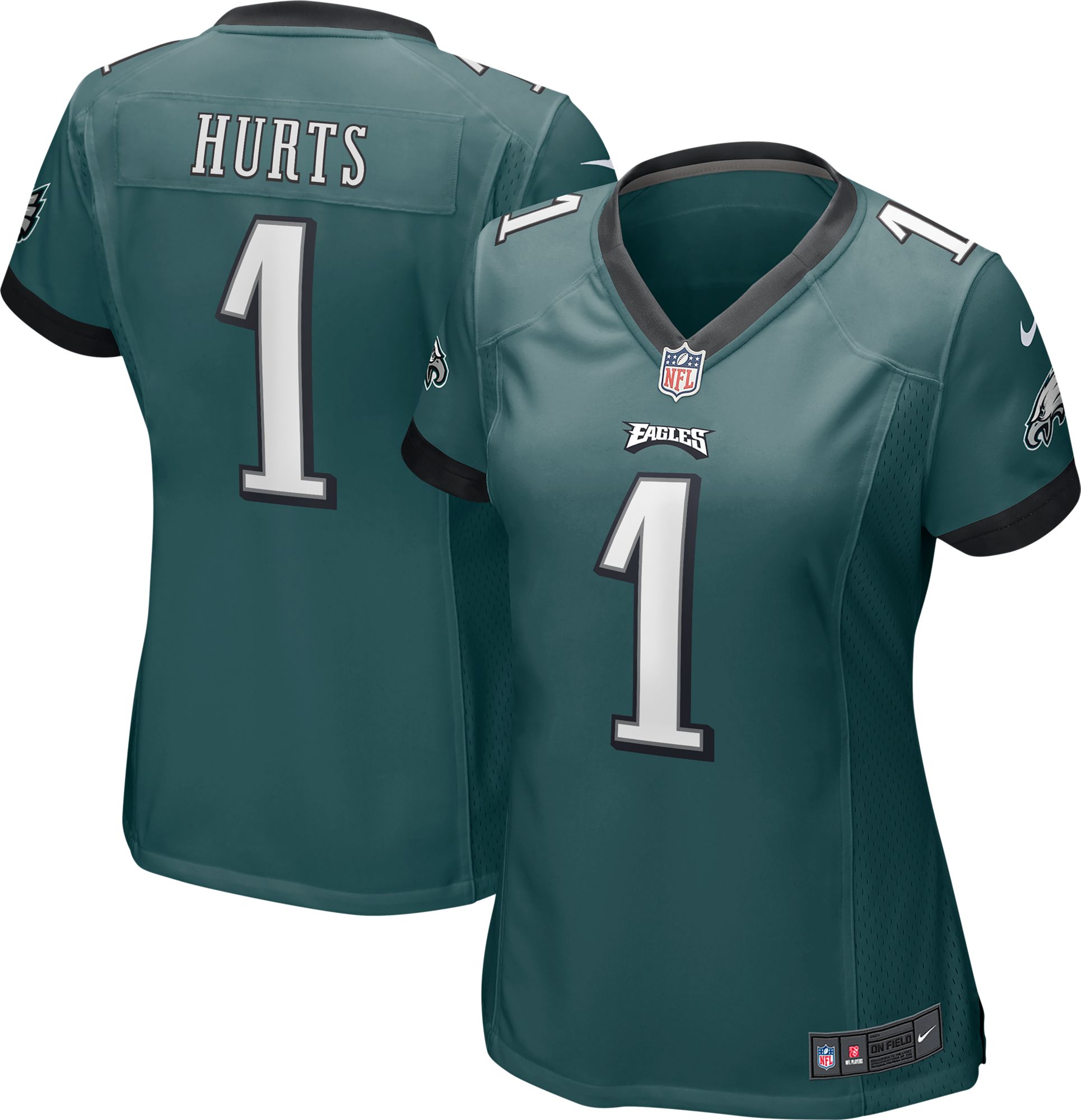 Nike Women's Philadelphia Eagles Jalen Hurts #1 Green Game Jersey ...