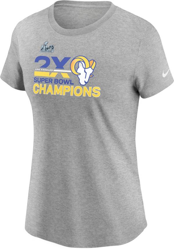Nike Women's 2021 Super Bowl LVI Champions Los Angeles Rams Multi-Champs T-Shirt