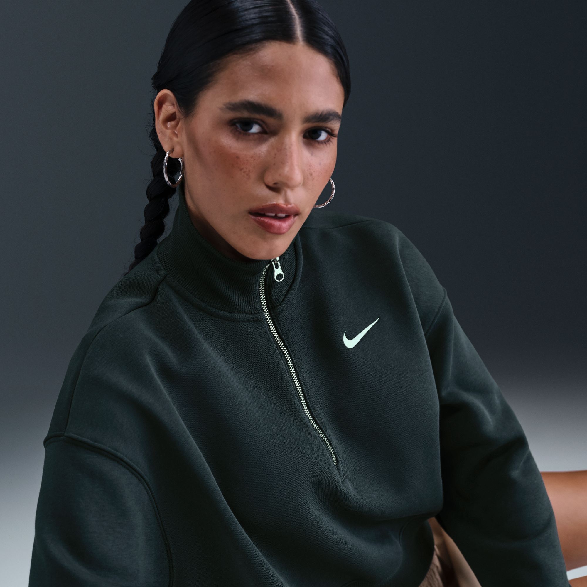 Nike Women's Sportswear Phoenix Fleece Oversized 1/2-Zip Crop Sweatshirt product image