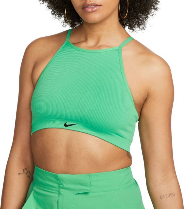 Nike Womens Indy Plunge Cut Out Bra Top, Spring Green