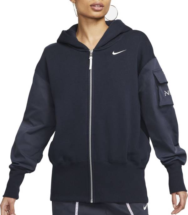 Womens Nike Sportswear Full Zip Hoodie Sweatshirt Jacket Black