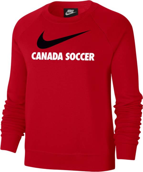Nike Women's Canada '22 Swoosh Red Crew Sweatshirt product image