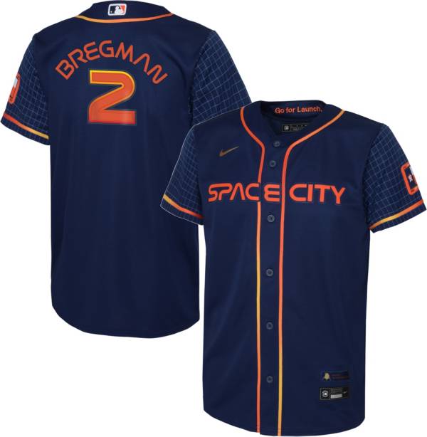 Nike Youth Houston Astros Alex Bregman 2 2022 City Connect Cool Base Jersey - Navy - L (Large)