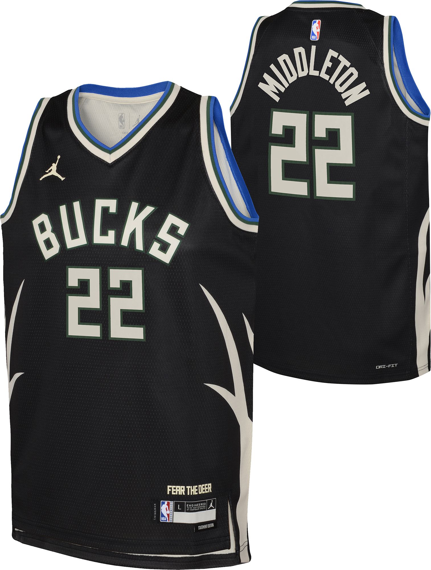 Nike Youth Milwaukee Bucks Khris Middleton #22 Black Dri-FIT Swingman Jersey