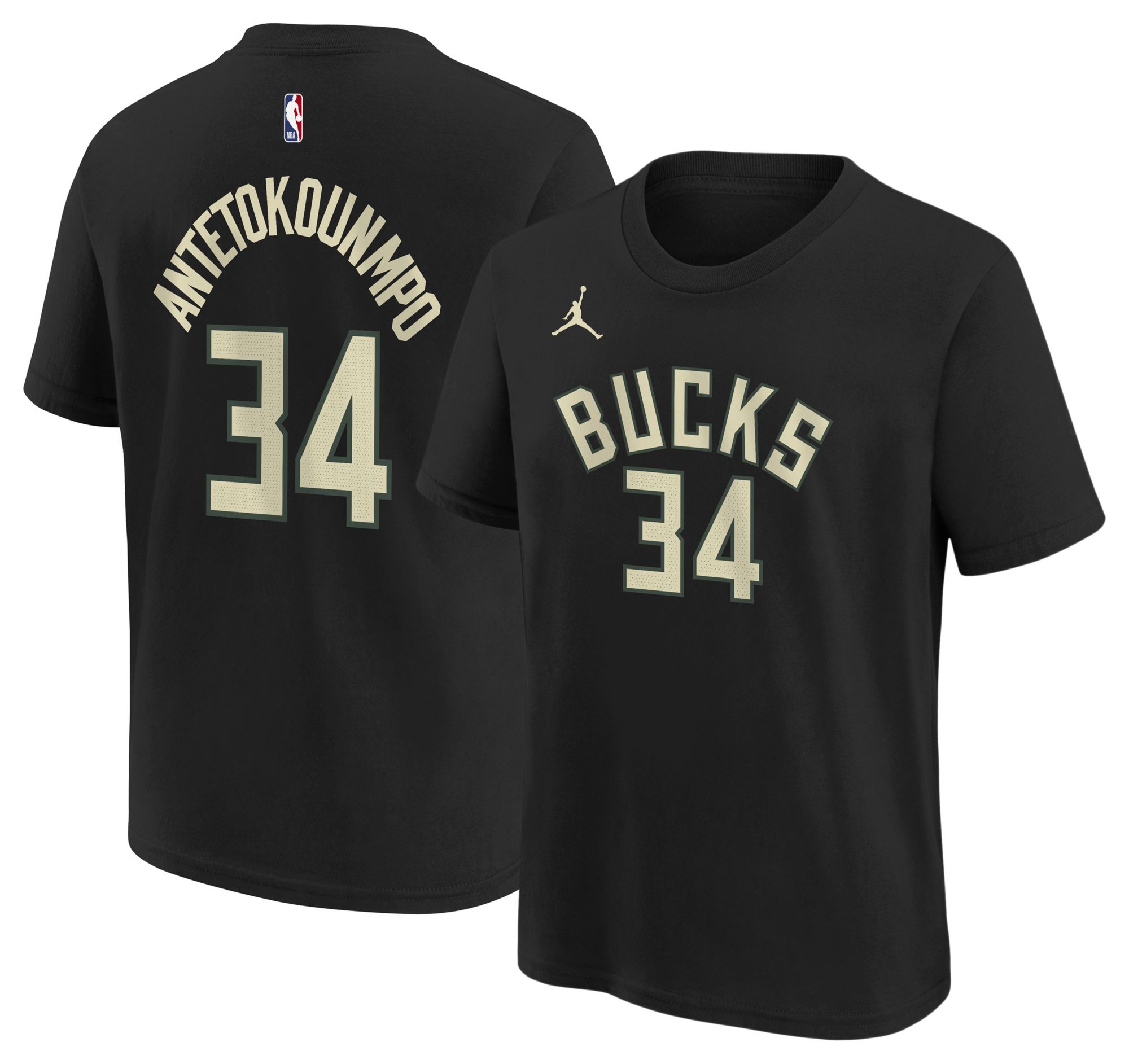 Jordan Youth Milwaukee Bucks Giannis Antetokounmpo #34 Black T-Shirt product image