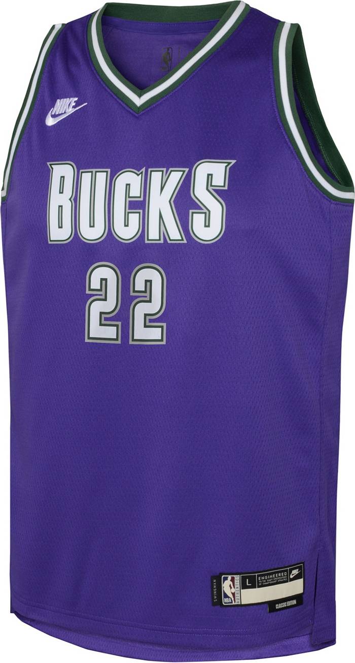 Nike Youth Hardwood Classic Milwaukee Bucks Khris Middleton #22 Purple  Dri-FIT Swingman Jersey
