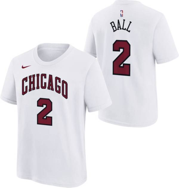 Nike Youth 2022-23 City Edition Chicago Bulls Lonzo Ball #2 Cotton T-Shirt - White - M Each