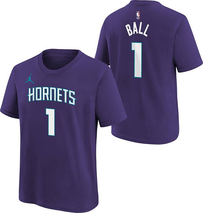 Nike Youth Charlotte Hornets LaMelo Ball #1 Purple T-Shirt | Goods