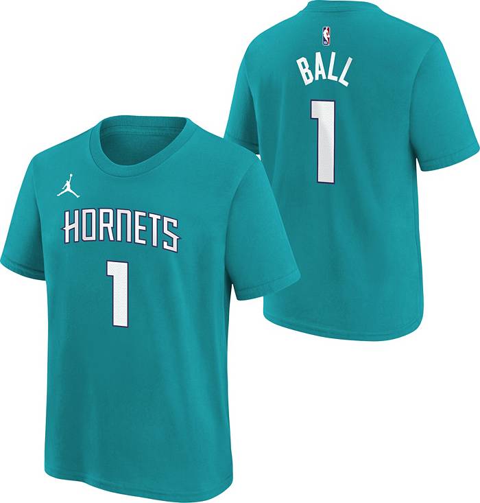 Nike Men's Charlotte Hornets LaMelo Ball #2 Teal T-Shirt, Large, Blue