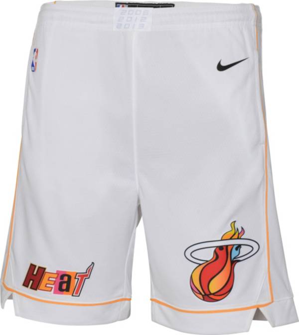 Nike Youth 2022-23 City Edition Miami Heat White Dri-Fit Swingman Shorts product image