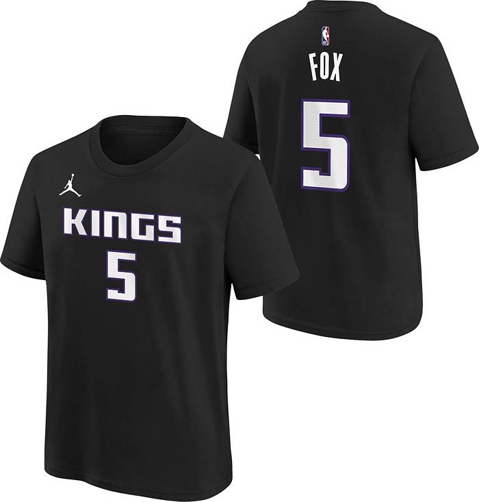 Jordan Men's Sacramento Kings De'Aaron Fox #5 Black T-Shirt, Large