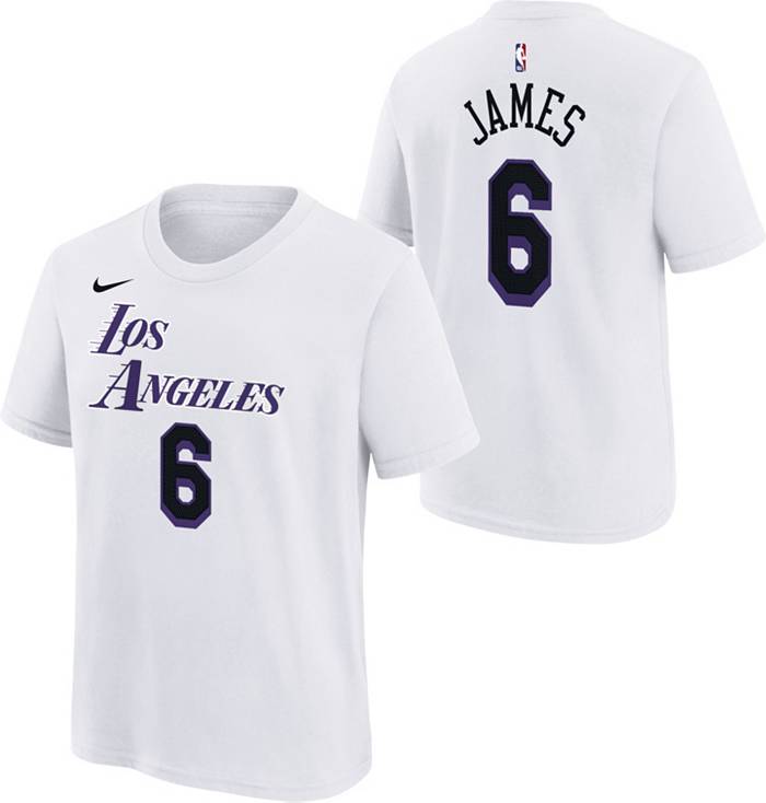Nike Men's Los Angeles Lakers LeBron James #6 White Hardwood Classic Dri-Fit Swingman Jersey, XXL