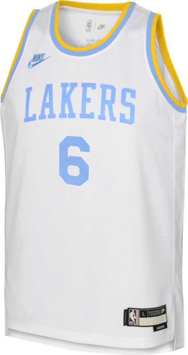 Nike Youth Hardwood Classic Los Angeles Lakers LeBron #6 White Dri-FIT Swingman Jersey | Sporting Goods