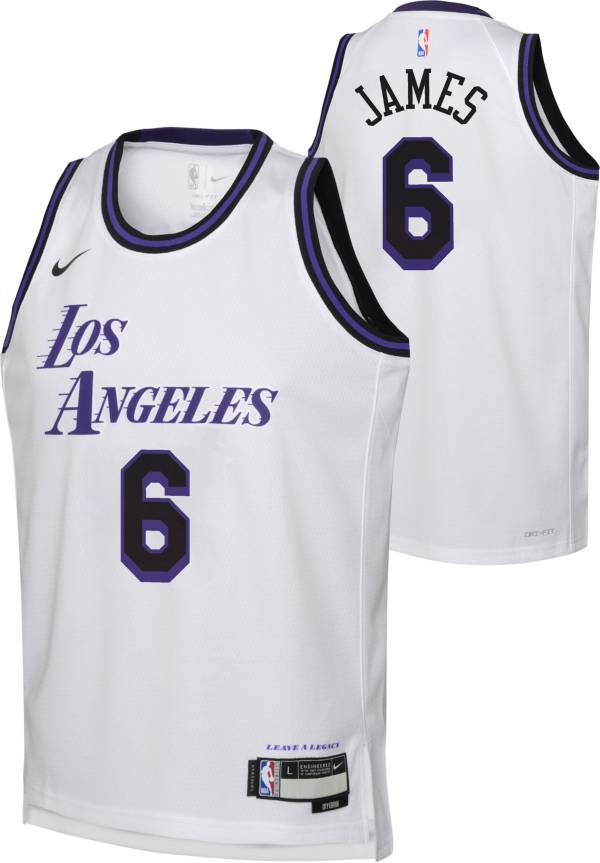 Nike Youth 2022-23 City Edition Los Angeles Lakers LeBron James #6 White Dri-FIT Swingman Jersey product image